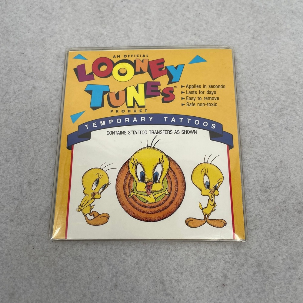 Vintage 1992 Looney Tunes Tweety Bird Temporary Tattoos Body Toons 3 Pack USA